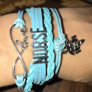 Nurse RN  Turquoise Silver Plated Bracelet